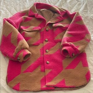 Primp Pink and Tan Pea Coat